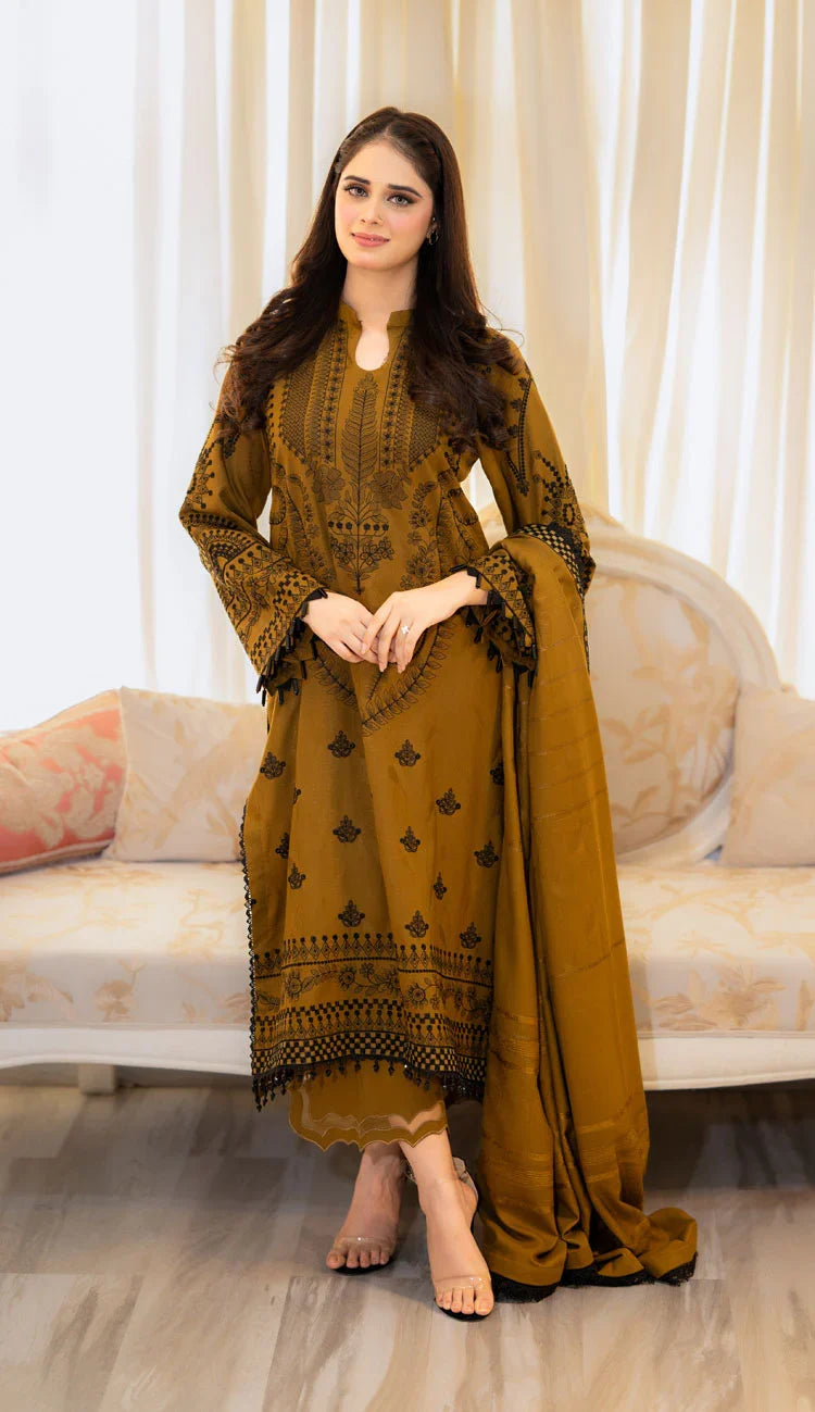 LIBAAS - 3PC Luxury Dhanak Embroidered Suit | Daru libas