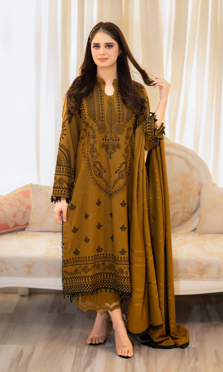 LIBAAS - 3PC Luxury Dhanak Embroidered Suit | Daru libas