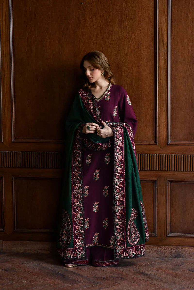 ZAIB - 3PC Luxury Dhanak Embroidered Suit - | Daru libas