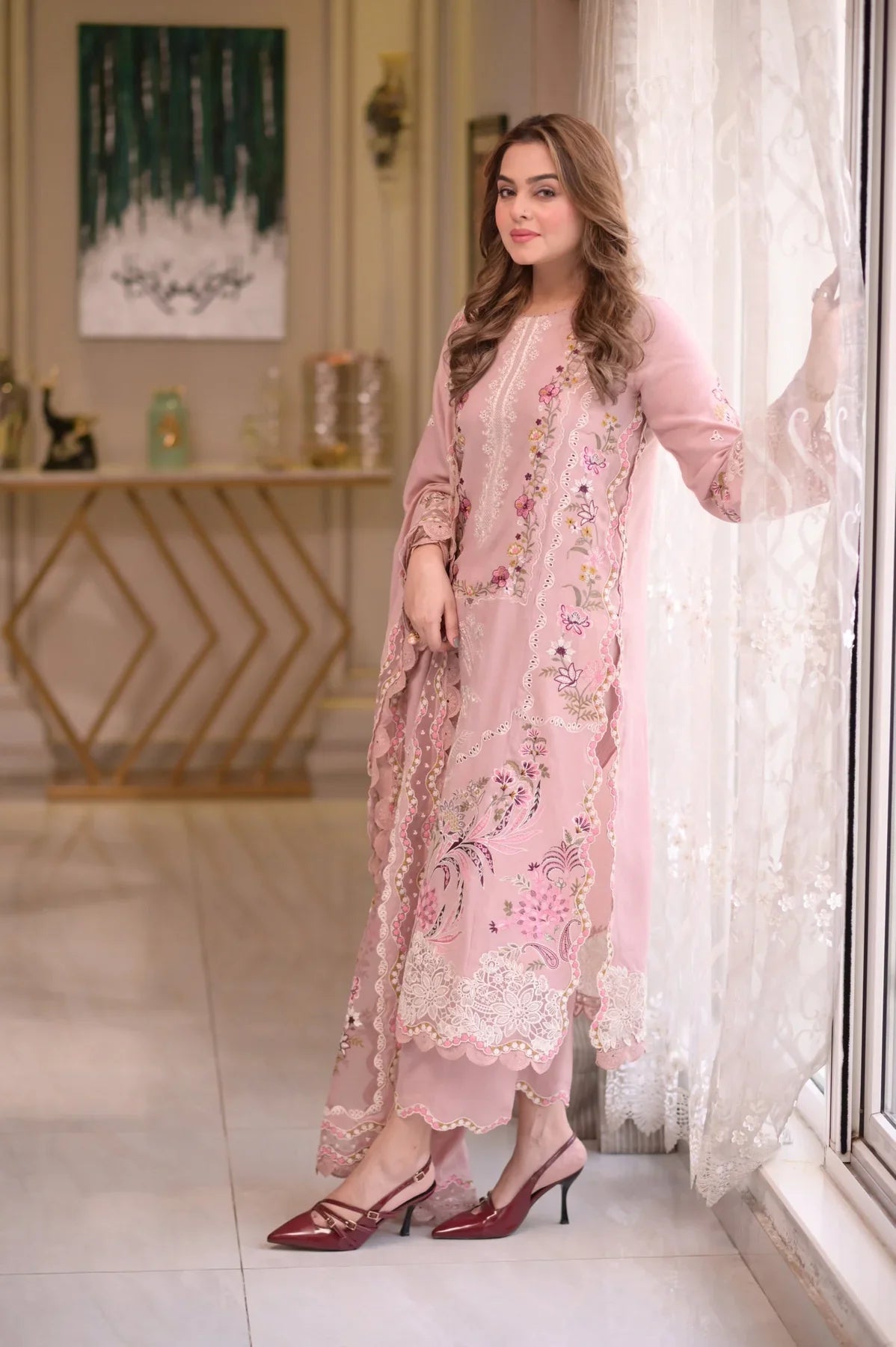 Aneelas - 3PC Luxury Lawn Embroidered Suit | Daru libas