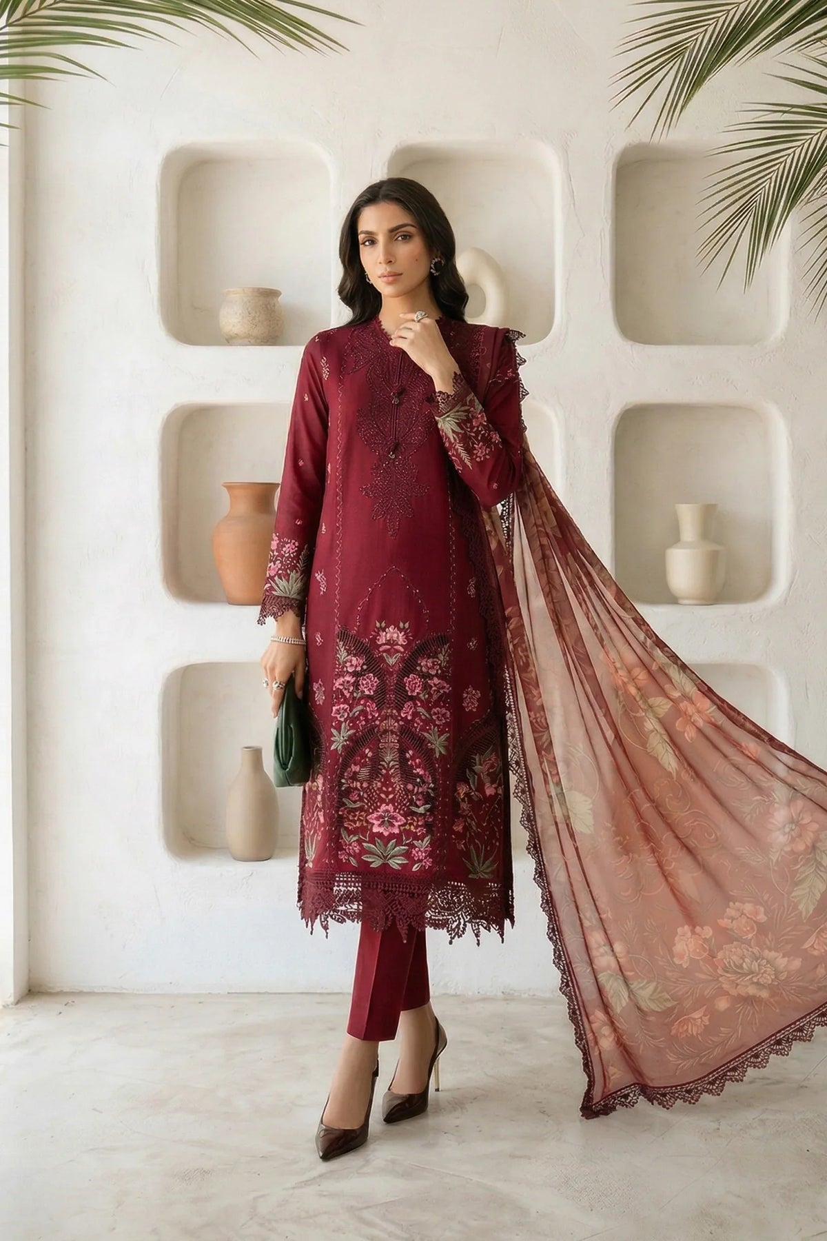 MARIA.B - 3PC Luxury Lawn Embroidered Suit | Daru libas