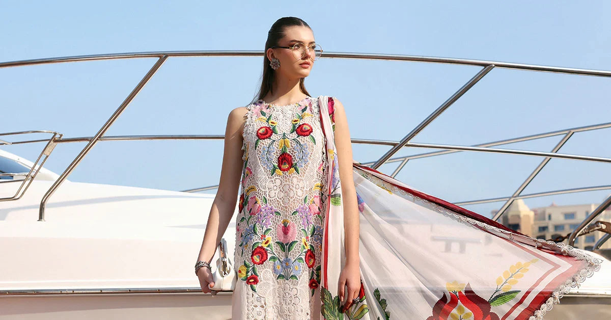 Maria.B - 3PC Luxury Lawn Embroidered Suit | daru libas